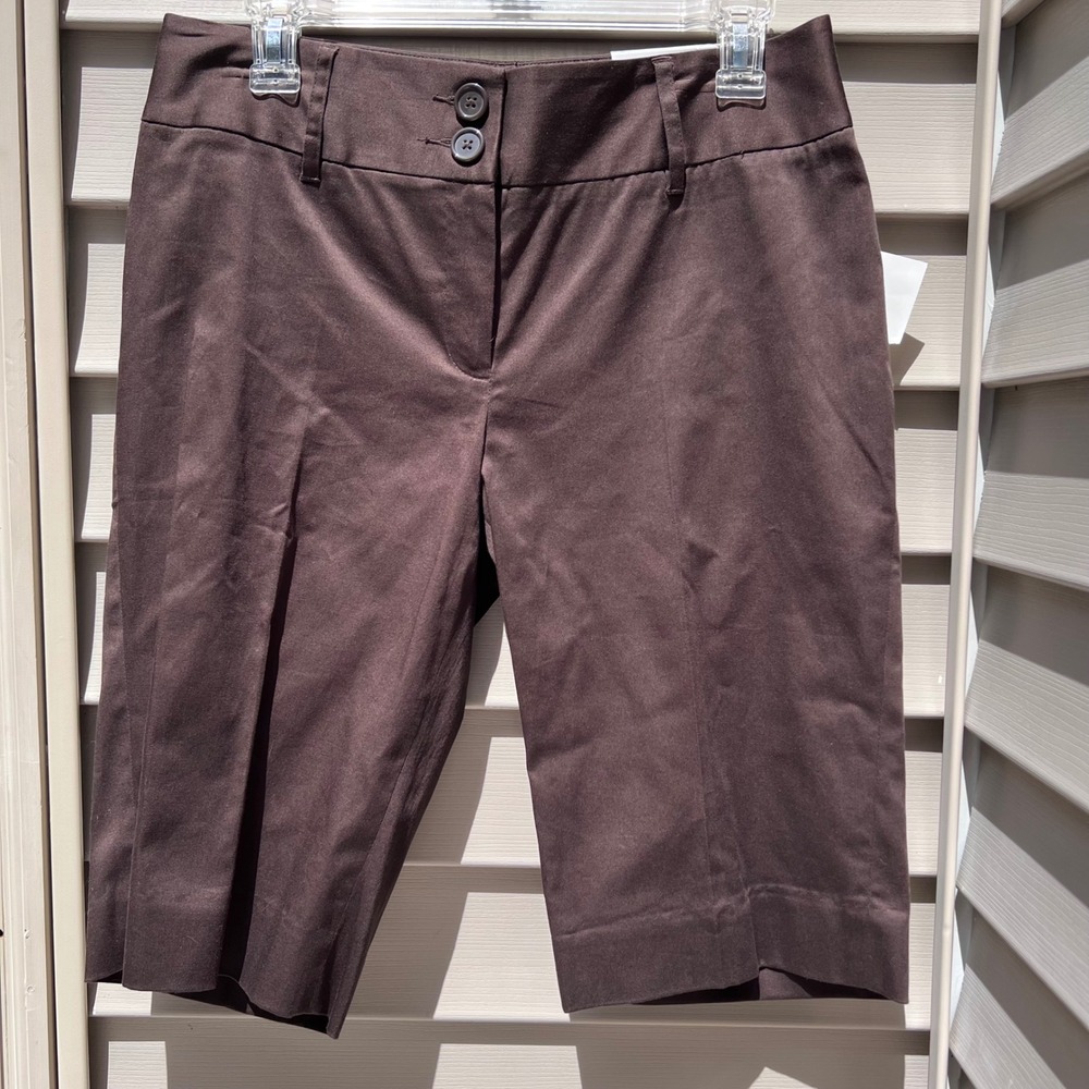 Harold's Alex Fit Bermuda Shorts Womens 6‎ Brown Stretch Cotton Tailored NWT
